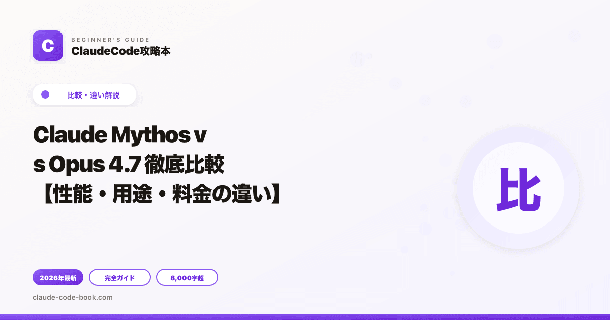 Claude Mythos vs Opus 4.7 徹底比較【性能・用途・料金の違い】